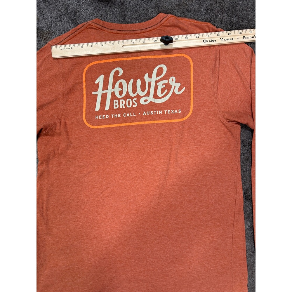 Howler Brothers Long Sleeve T-Shirt Mens Medium Orange Heather Graphic Austin TX - Picture 7 of 11